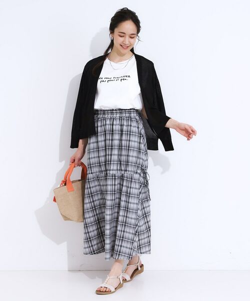 SHOO・LA・RUE / シューラルー ロング・マキシ丈スカート | 【S-LL】シルエットが変えられる チェック柄リボンフレアスカート | 詳細3