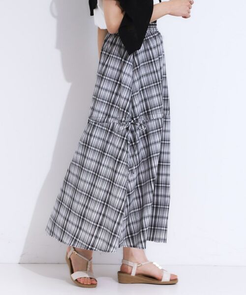 SHOO・LA・RUE / シューラルー ロング・マキシ丈スカート | 【S-LL】シルエットが変えられる チェック柄リボンフレアスカート | 詳細5