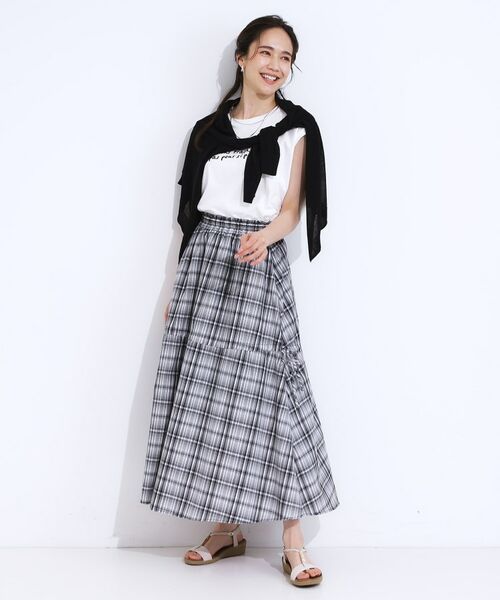 SHOO・LA・RUE / シューラルー ロング・マキシ丈スカート | 【S-LL】シルエットが変えられる チェック柄リボンフレアスカート | 詳細6