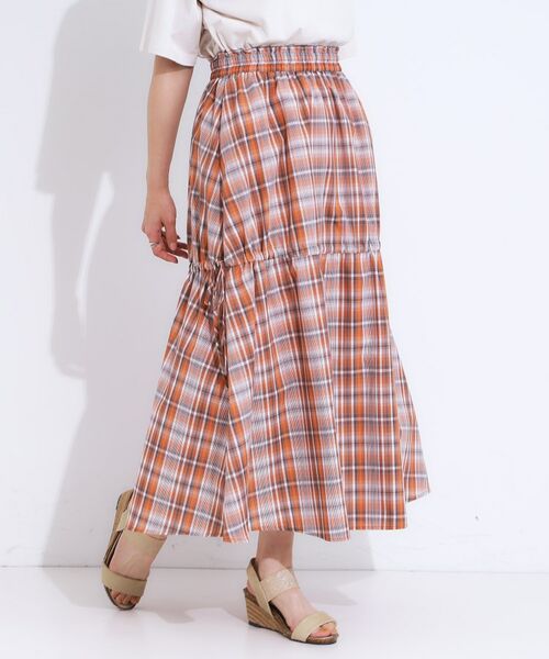 SHOO・LA・RUE / シューラルー ロング・マキシ丈スカート | 【S-LL】シルエットが変えられる チェック柄リボンフレアスカート | 詳細9