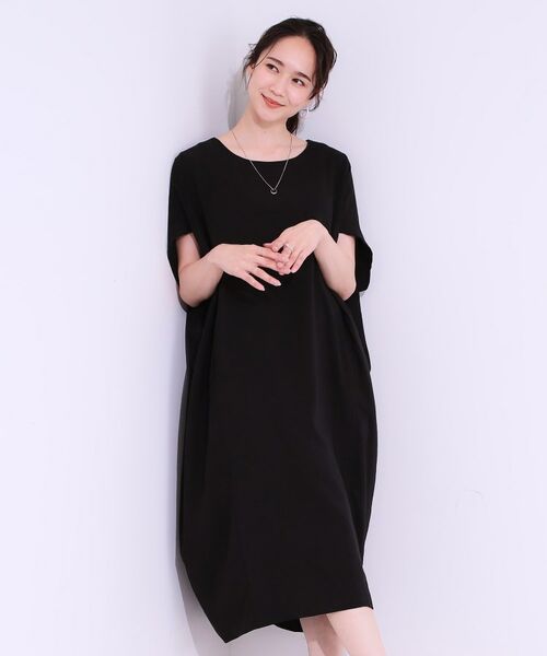 SHOO・LA・RUE / シューラルー ミニ丈・ひざ丈ワンピース | 【S-LL】楽にサマ見え コクーンシルエットの涼やかワンピース | 詳細1