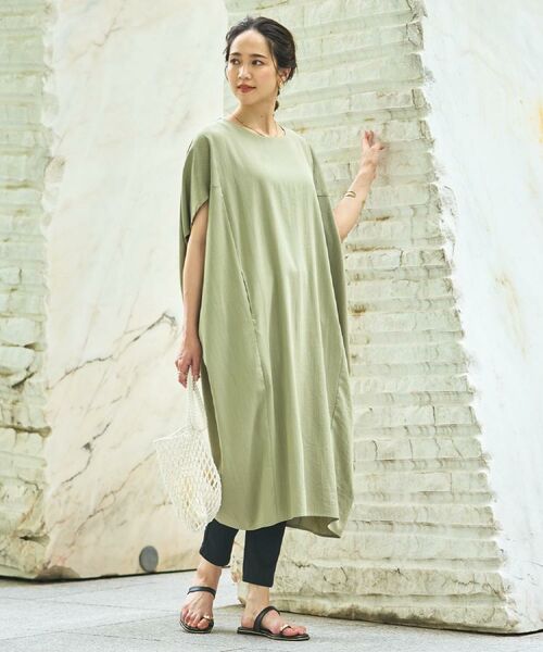 SHOO・LA・RUE / シューラルー ミニ丈・ひざ丈ワンピース | 【S-LL】楽にサマ見え コクーンシルエットの涼やかワンピース | 詳細17