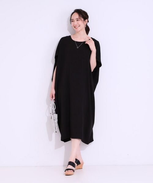 SHOO・LA・RUE / シューラルー ミニ丈・ひざ丈ワンピース | 【S-LL】楽にサマ見え コクーンシルエットの涼やかワンピース | 詳細3