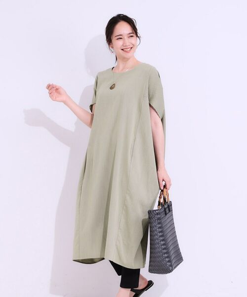 SHOO・LA・RUE / シューラルー ミニ丈・ひざ丈ワンピース | 【S-LL】楽にサマ見え コクーンシルエットの涼やかワンピース | 詳細5