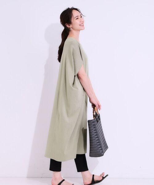 SHOO・LA・RUE / シューラルー ミニ丈・ひざ丈ワンピース | 【S-LL】楽にサマ見え コクーンシルエットの涼やかワンピース | 詳細6