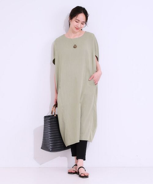 SHOO・LA・RUE / シューラルー ミニ丈・ひざ丈ワンピース | 【S-LL】楽にサマ見え コクーンシルエットの涼やかワンピース | 詳細7