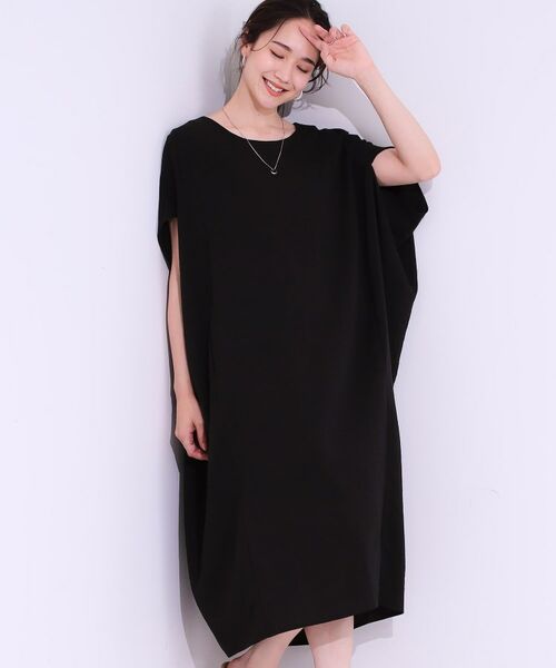 SHOO・LA・RUE/シューラルー 【S-LL】楽にサマ見え コクーンシルエットの涼やかワンピース ブラック(019) 04(LL) SHOO・LA・RUE/シューラルー 【S-LL】楽にサマ見え コクーンシルエットの涼やかワンピース ブラック(019) 04(LL)