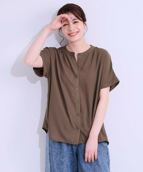 SHOO・LA・RUE / シューラルー シャツ・ブラウス | 【洗える/プチプラ】大人の抜け感をプラスする バンドカラーシャツ | 詳細1