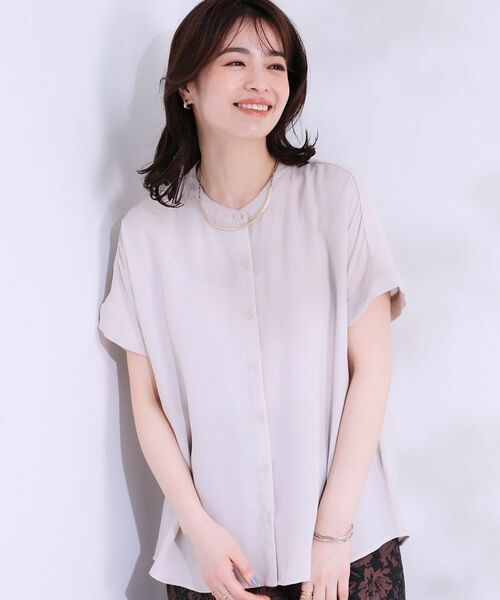 SHOO・LA・RUE / シューラルー シャツ・ブラウス | 【洗える/プチプラ】大人の抜け感をプラスする バンドカラーシャツ(ライトグレー(011))