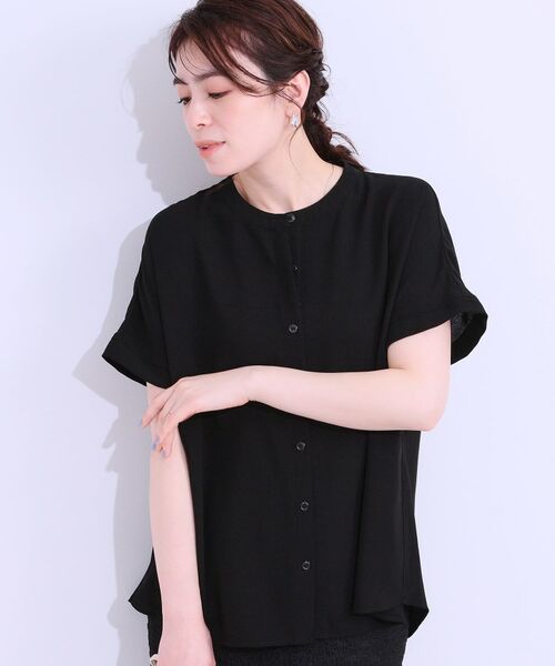 SHOO・LA・RUE / シューラルー シャツ・ブラウス | 【洗える/プチプラ】大人の抜け感をプラスする バンドカラーシャツ(ブラック(019))