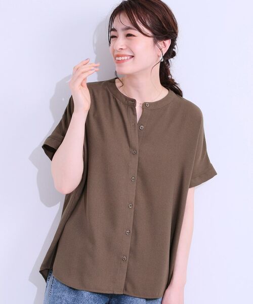 SHOO・LA・RUE / シューラルー シャツ・ブラウス | 【洗える/プチプラ】大人の抜け感をプラスする バンドカラーシャツ(モカブラウン(042))