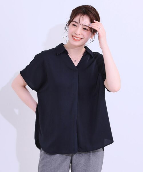 SHOO・LA・RUE / シューラルー シャツ・ブラウス | 【洗える/S-LL/プチプラ】さらっとすっきりきれい見え スキッパーブラウス | 詳細1