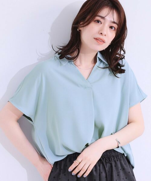 SHOO・LA・RUE / シューラルー シャツ・ブラウス | 【洗える/S-LL/プチプラ】さらっとすっきりきれい見え スキッパーブラウス(サックスブルー(090))