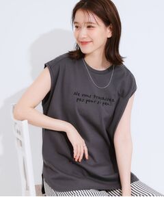SHOO・LA・RUE / シューラルー カットソー | 【ひんやり/汗ジミ軽減/UVカット】 ロゴプリントノースリーブTシャツ
