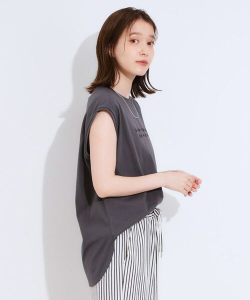 SHOO・LA・RUE / シューラルー カットソー | 【ひんやり/汗ジミ軽減/UVカット】 ロゴプリントノースリーブTシャツ | 詳細6