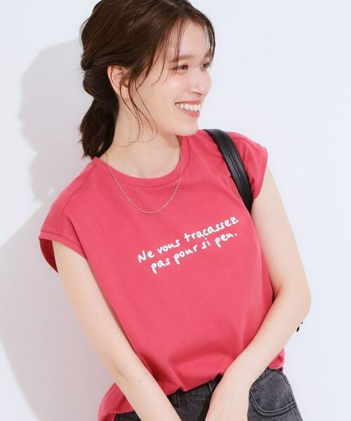 SHOO・LA・RUE / シューラルー カットソー | 【ひんやり/汗ジミ軽減/UVカット】 ロゴプリントノースリーブTシャツ(ピンク(072))