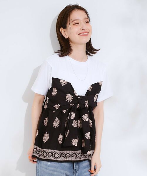 SHOO・LA・RUE / シューラルー カットソー | 【S-LL】スカーフ巻きレイヤード風Tシャツ | 詳細2