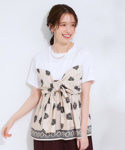 SHOO・LA・RUE / シューラルー カットソー | 【S-LL】スカーフ巻きレイヤード風Tシャツ | 詳細5