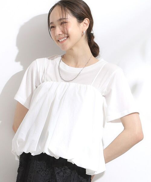 SHOO・LA・RUE / シューラルー その他トップス | 【S-LL/2点セット】バルーンキャミ+Tシャツセット(ホワイト(001))