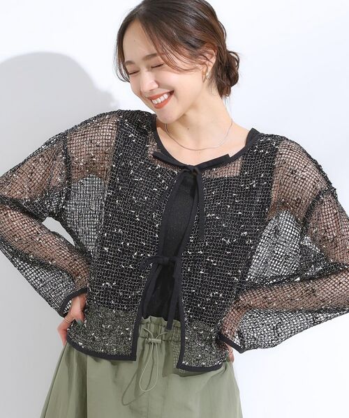 セール】 【前後2WAY】夏でもさらりと羽織れる メッシュリボン