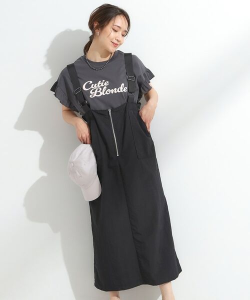 SHOO・LA・RUE / シューラルー ミニ丈・ひざ丈ワンピース | 【S-LL】ナイロンハーフジップジャンスカ | 詳細1