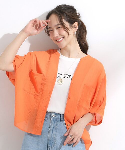 SHOO・LA・RUE / シューラルー シャツ・ブラウス | 程よいシアー感 ポケットドルマン5分袖シャツ | 詳細13