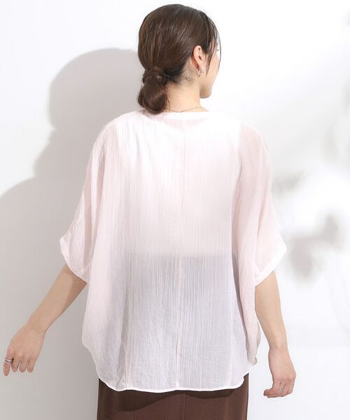 SHOO・LA・RUE / シューラルー シャツ・ブラウス | 程よいシアー感 ポケットドルマン5分袖シャツ | 詳細18