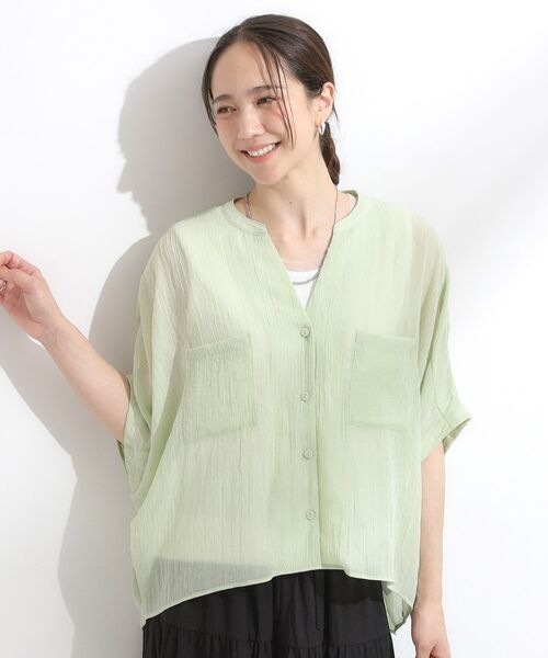 SHOO・LA・RUE / シューラルー シャツ・ブラウス | 程よいシアー感 ポケットドルマン5分袖シャツ | 詳細21