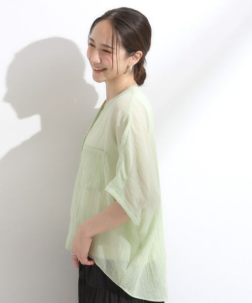SHOO・LA・RUE / シューラルー シャツ・ブラウス | 程よいシアー感 ポケットドルマン5分袖シャツ | 詳細22