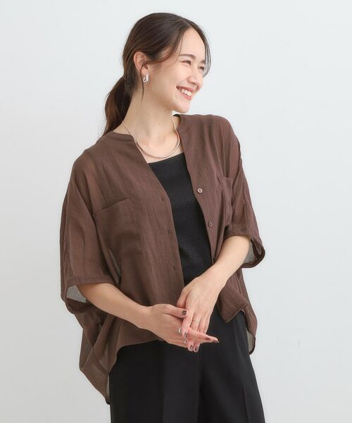 SHOO・LA・RUE / シューラルー シャツ・ブラウス | 程よいシアー感 ポケットドルマン5分袖シャツ | 詳細25