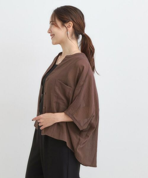 SHOO・LA・RUE / シューラルー シャツ・ブラウス | 程よいシアー感 ポケットドルマン5分袖シャツ | 詳細26