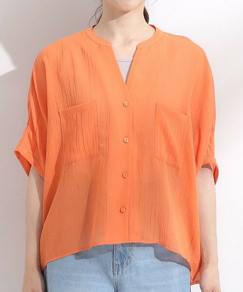 SHOO・LA・RUE / シューラルー シャツ・ブラウス | 程よいシアー感 ポケットドルマン5分袖シャツ | 詳細29