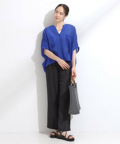 SHOO・LA・RUE / シューラルー シャツ・ブラウス | 程よいシアー感 ポケットドルマン5分袖シャツ | 詳細3