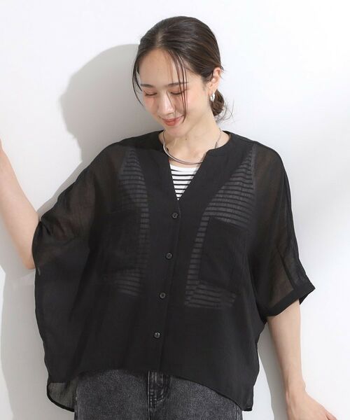 SHOO・LA・RUE / シューラルー シャツ・ブラウス | 程よいシアー感 ポケットドルマン5分袖シャツ | 詳細5