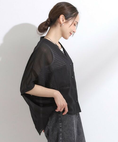 SHOO・LA・RUE / シューラルー シャツ・ブラウス | 程よいシアー感 ポケットドルマン5分袖シャツ | 詳細6