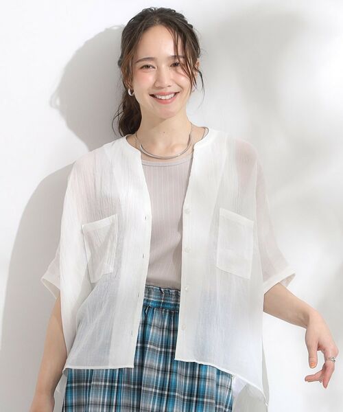 SHOO・LA・RUE / シューラルー シャツ・ブラウス | 程よいシアー感 ポケットドルマン5分袖シャツ | 詳細9