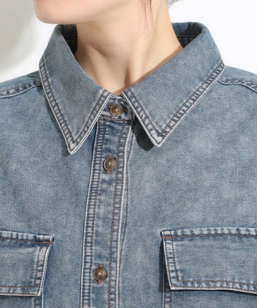 SHOO・LA・RUE / シューラルー シャツ・ブラウス | 【S-LL】こなれ感ある着こなしに ケミカルウォッシュ5分袖デニムシャツ | 詳細16