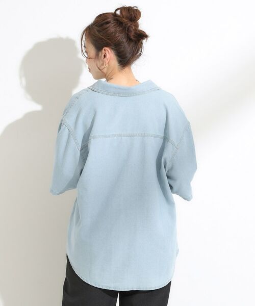 SHOO・LA・RUE / シューラルー シャツ・ブラウス | 【S-LL】こなれ感ある着こなしに ケミカルウォッシュ5分袖デニムシャツ | 詳細6