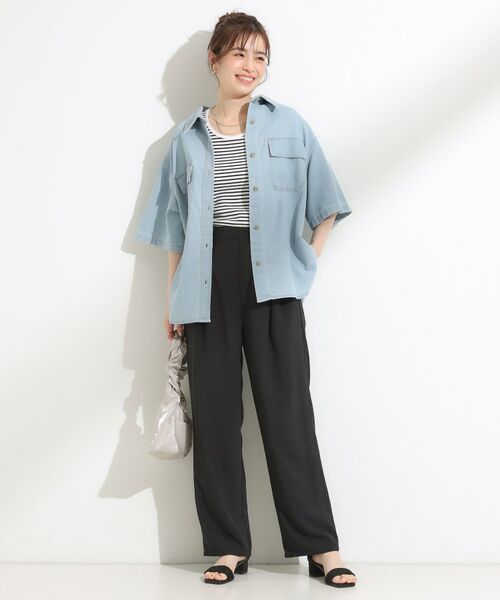 SHOO・LA・RUE / シューラルー シャツ・ブラウス | 【S-LL】こなれ感ある着こなしに ケミカルウォッシュ5分袖デニムシャツ | 詳細7