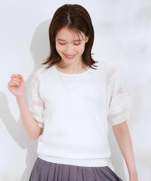SHOO・LA・RUE / シューラルー ニット・セーター | 【S-LL】大人上品な お袖シアー切り替えニット | 詳細9