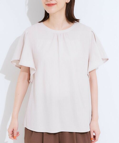 SHOO・LA・RUE / シューラルー カットソー | 【セットアップ可/ひんやり/S-LL】きちんと感のあるフリル袖トップス | 詳細13