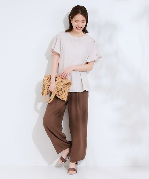 SHOO・LA・RUE / シューラルー カットソー | 【セットアップ可/ひんやり/S-LL】きちんと感のあるフリル袖トップス | 詳細7