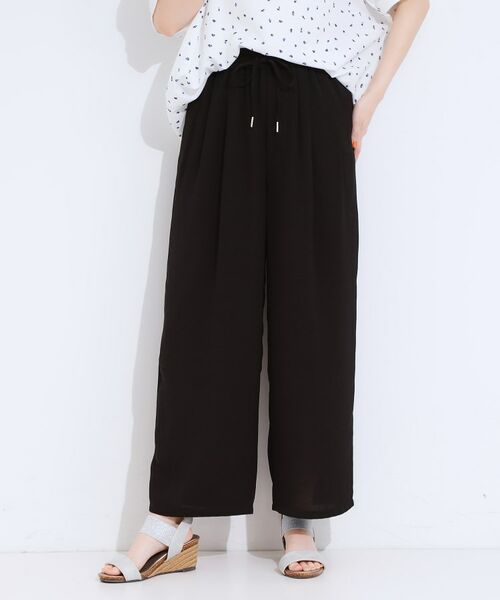 SHOO・LA・RUE / シューラルー パンツ | 【S-LL/ひんやり】さらりと涼やか イージーワイドパンツ(ブラック(019))