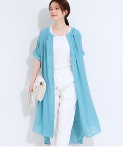 SHOO・LA・RUE / シューラルー ミニ丈・ひざ丈ワンピース | 【洗える/S-LL/ひんやり】ふんわり軽やかに 前あきロングシャツ