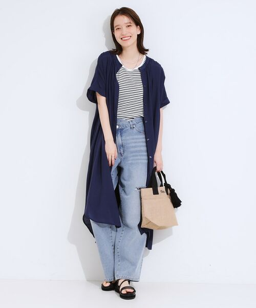 SHOO・LA・RUE / シューラルー ミニ丈・ひざ丈ワンピース | 【洗える/S-LL/ひんやり】ふんわり軽やかに 前あきロングシャツ | 詳細5