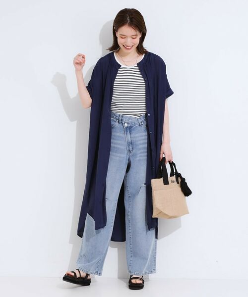 SHOO・LA・RUE / シューラルー ミニ丈・ひざ丈ワンピース | 【洗える/S-LL/ひんやり】ふんわり軽やかに 前あきロングシャツ | 詳細6