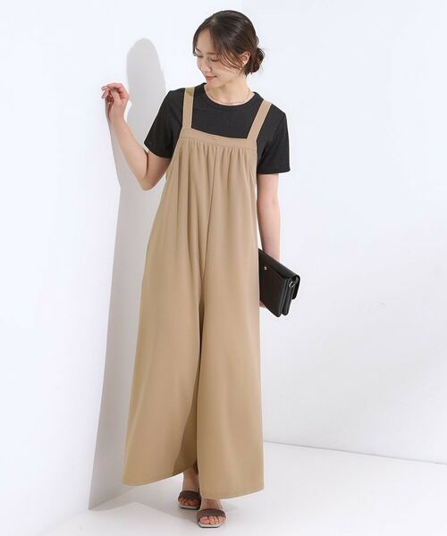 SHOO・LA・RUE / シューラルー サロペット・オールインワン | 【洗える/S-LL】裏がサラサラ やわらか ギャザーサロペット | 詳細9