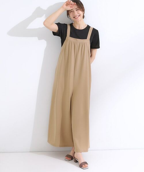 SHOO・LA・RUE/シューラルー 【洗える/S-LL】裏がサラサラ やわらか ギャザーサロペット モカブラウン(042) 04(LL) SHOO・LA・RUE/シューラルー 【洗える/S-LL】裏がサラサラ やわらか ギャザーサロペット モカブラウン(042) 04(LL)