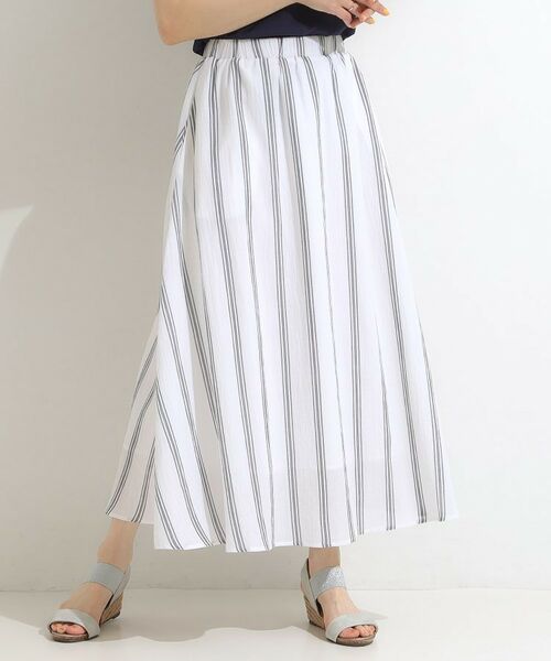 SHOO・LA・RUE / シューラルー ロング・マキシ丈スカート | ふんわり軽やか ストライプギャザースカート | 詳細5