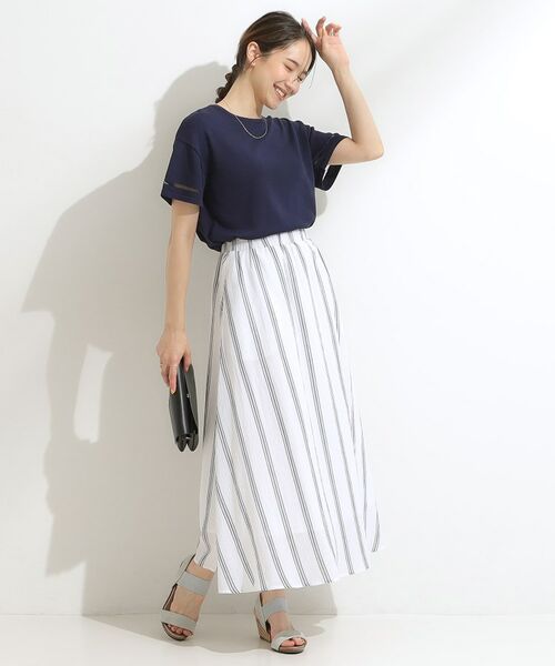 SHOO・LA・RUE / シューラルー ロング・マキシ丈スカート | ふんわり軽やか ストライプギャザースカート | 詳細7